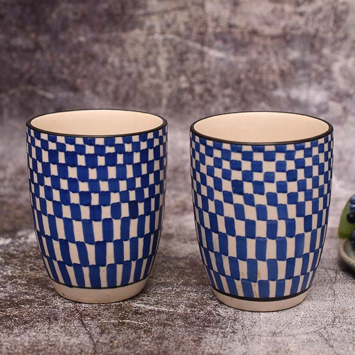 Coffee Mug Hand made Blue and White - photo 2