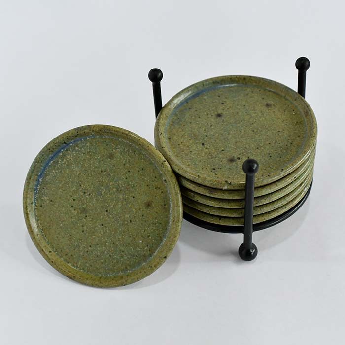 AART Handmade Terracotta Coasters set of 6 with stand Stone colo - photo 2