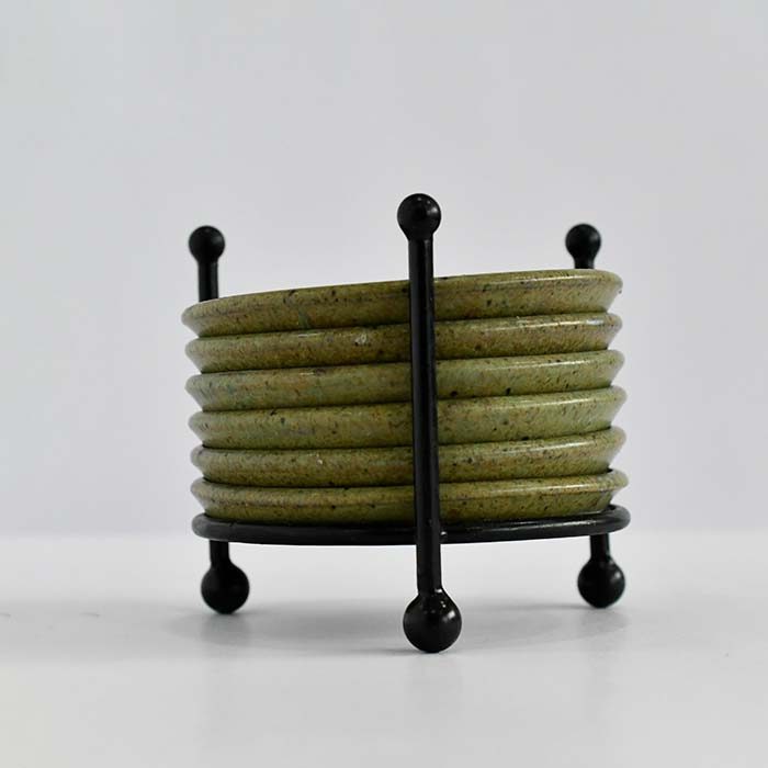 AART Handmade Terracotta Coasters set of 6 with stand Stone colo - photo 1