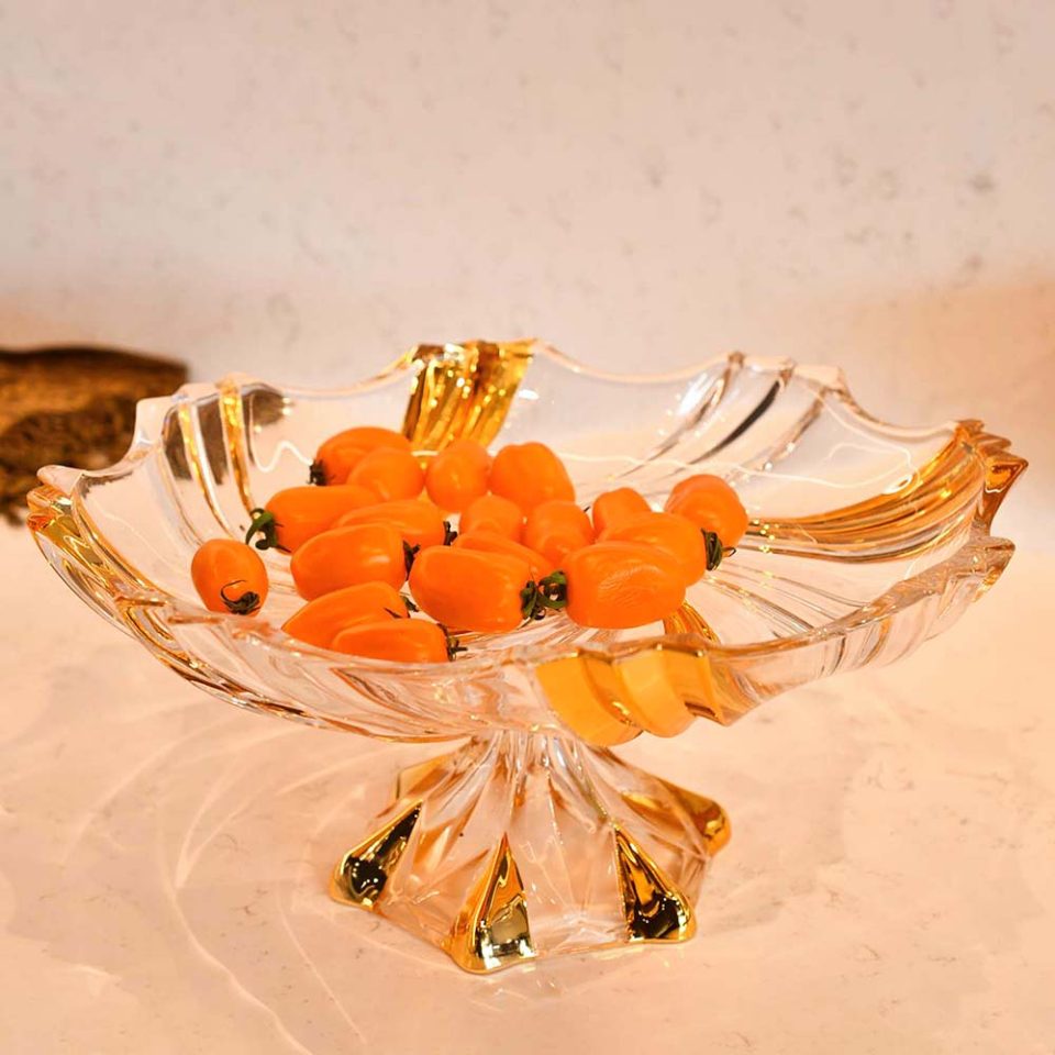 Fruit bowl crystal with gold tint and gold paint - photo 2