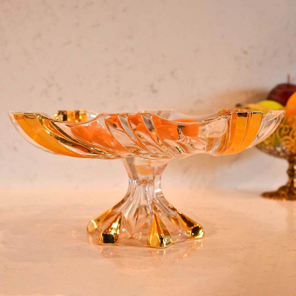Fruit bowl crystal with gold tint and gold paint - photo 1