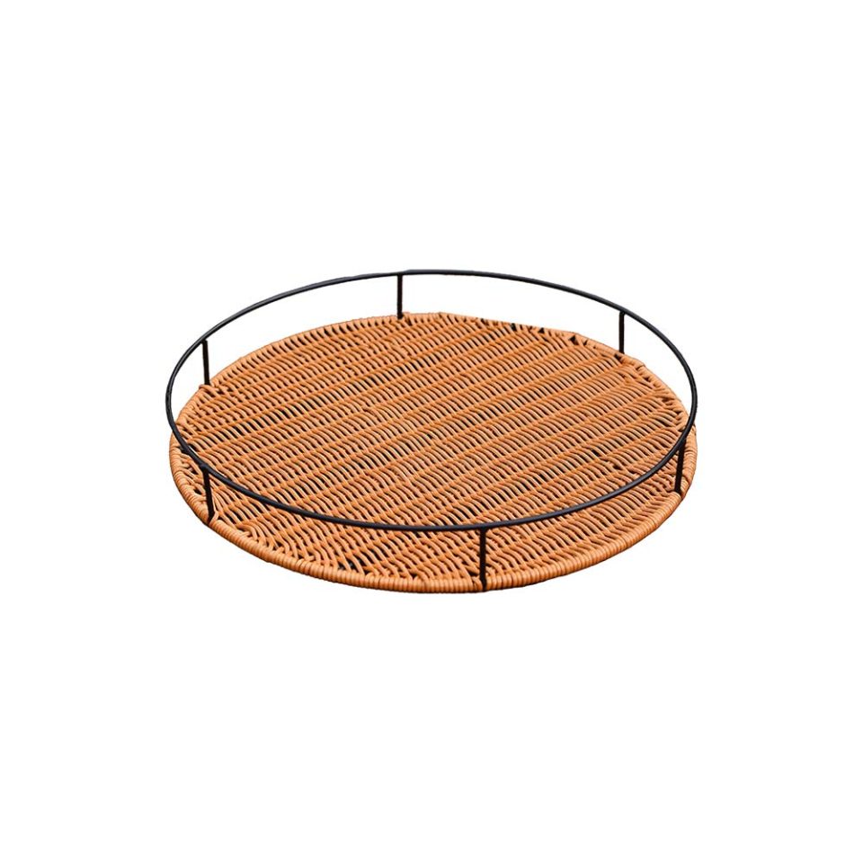RATTAN ROUND TRAY WITH METAL HANDLE - photo 3
