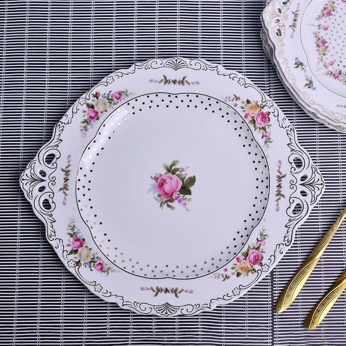 BERGHOME Plate set White with Floral print Round with cake serve - photo 1