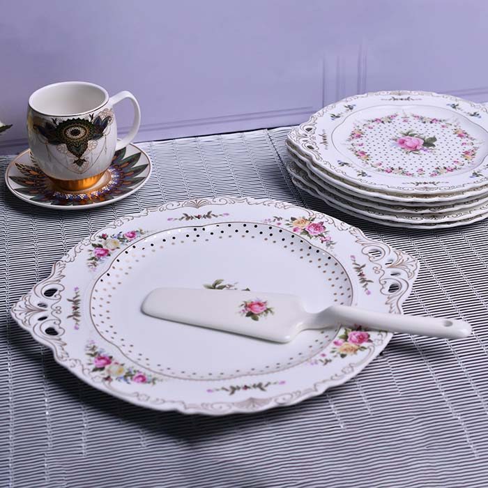 BERGHOME Plate set White with Floral print Round with cake serve - photo 2