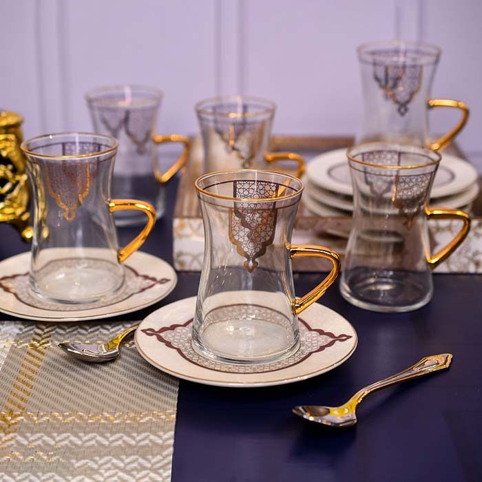 Turkish style Cup and saucer with Golden handle - photo 2