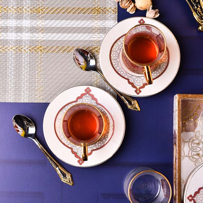Turkish style Cup and saucer with Golden handle - photo 3