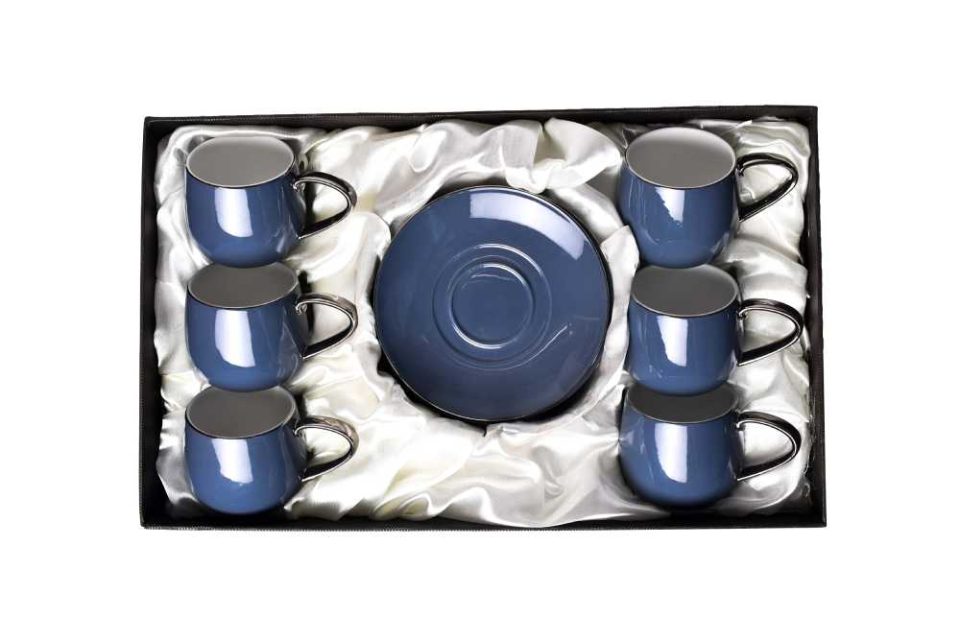 AQUATIC | Cup and saucer | Bluish grey | platinum handle | Set o - photo 4