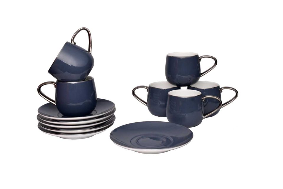 AQUATIC | Cup and saucer | Bluish grey | platinum handle | Set o - photo 5
