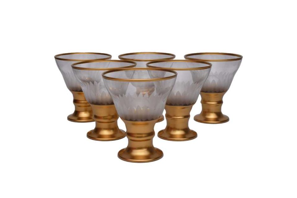 DECOART Ice cream bowl Sunflower Set of 6 PC Gold lined and base - photo 5