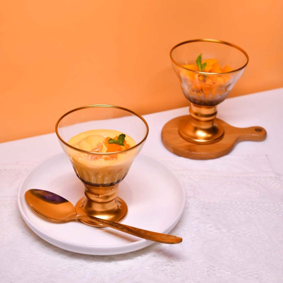 DECOART Ice cream bowl Sunflower Set of 6 PC Gold lined and base - photo 3