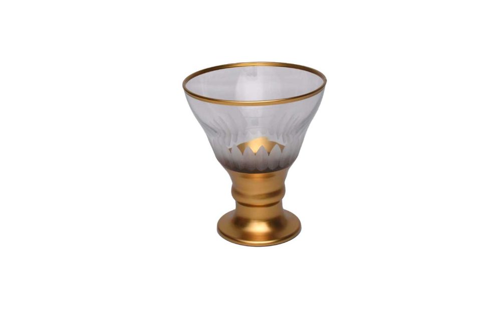 DECOART Ice cream bowl Sunflower Set of 6 PC Gold lined and base - photo 4