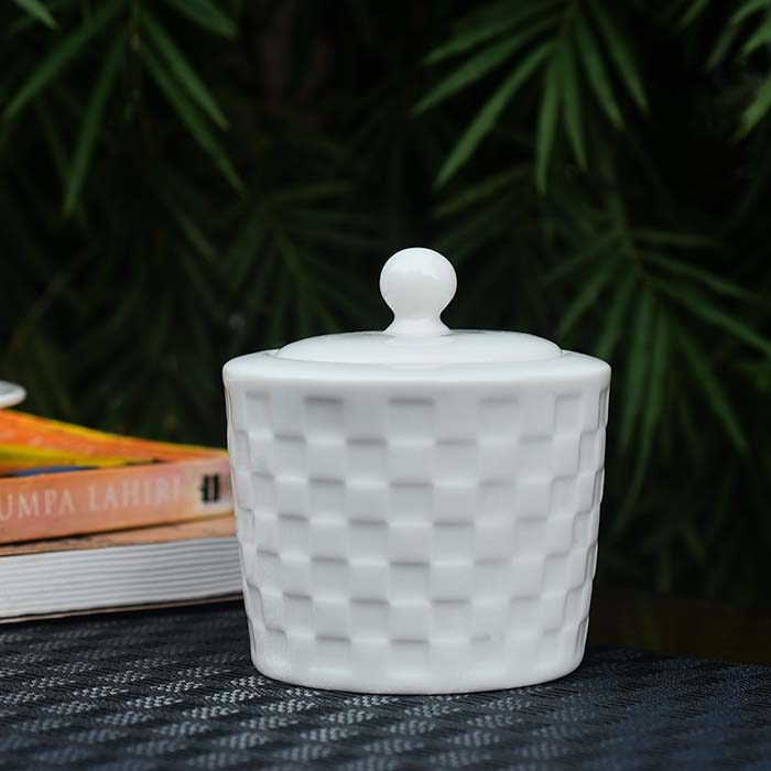 QUALITIER Sugar bowl White cheque design - photo 1