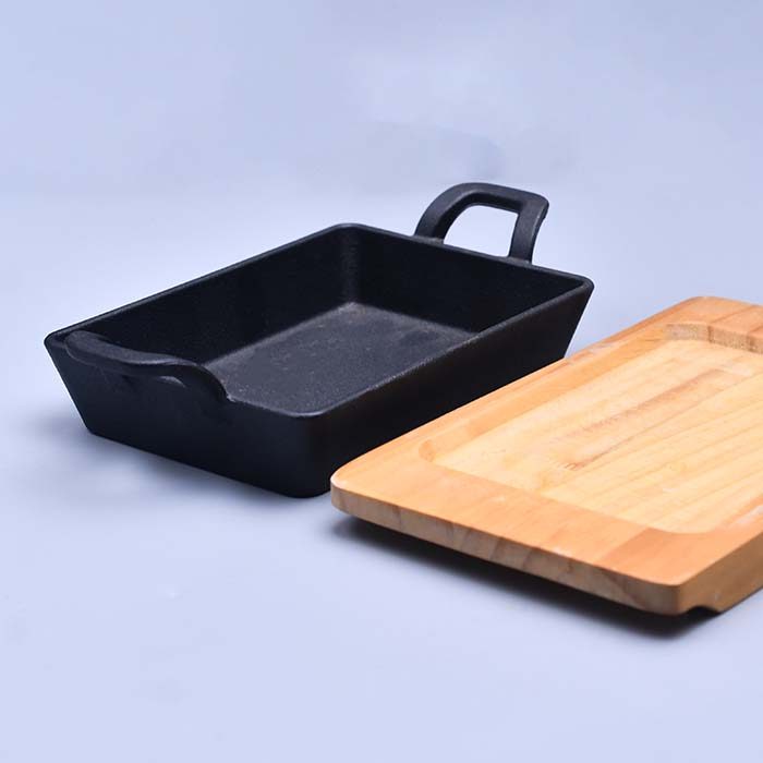 Cast Iron sizzler pan with wooden base Reactangle (Small) - photo 2