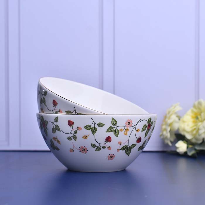 QUALITIER Serving bowl with floral print and gold line - photo 2