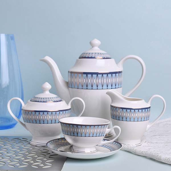 GLANCE Premium dinner set of 60 PC Bone china Light blue England - photo 2