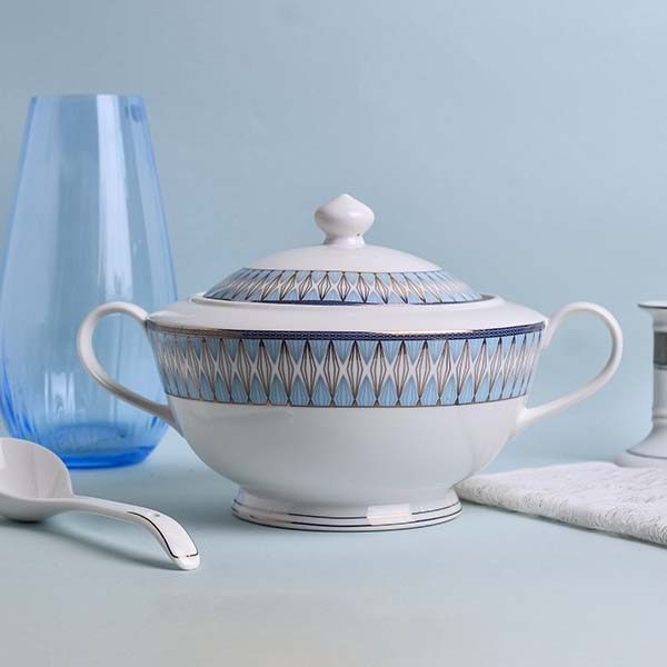 GLANCE Premium dinner set of 60 PC Bone china Light blue England - photo 4