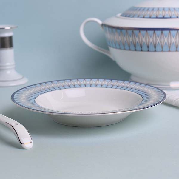 GLANCE Premium dinner set of 60 PC Bone china Light blue England - photo 5