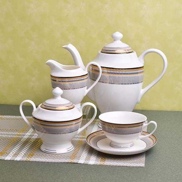 GLANCE Premium dinner set of 60 PC Bone china Black and yellow - photo 2