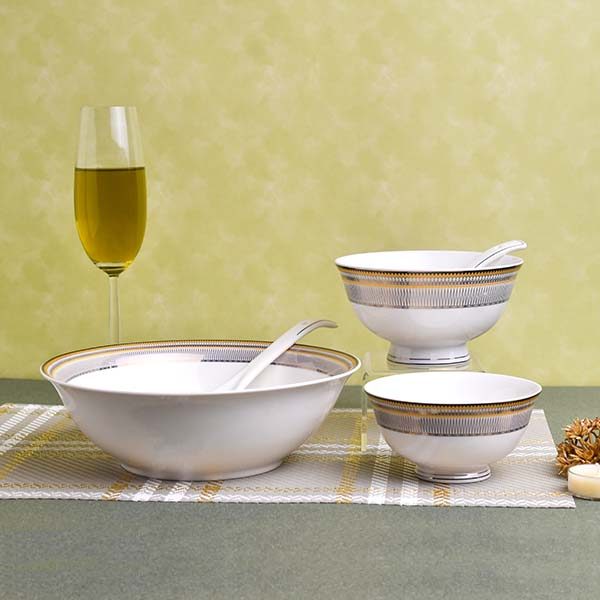GLANCE Premium dinner set of 60 PC Bone china Black and yellow - photo 4