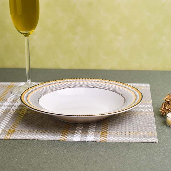 GLANCE Premium dinner set of 60 PC Bone china Black and yellow - photo 5