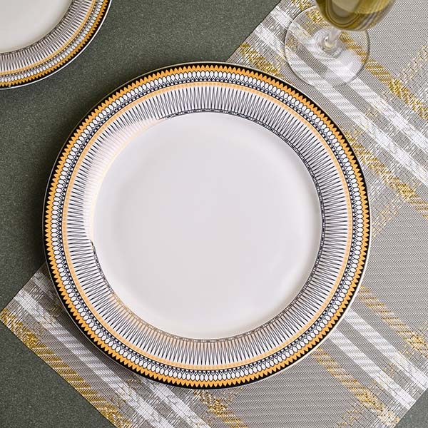 GLANCE Premium dinner set of 60 PC Bone china Black and yellow - photo 7