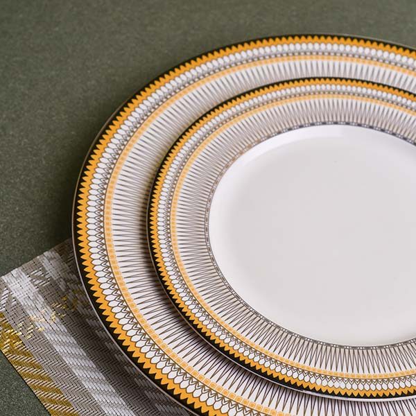 GLANCE Premium dinner set of 60 PC Bone china Black and yellow - photo 8