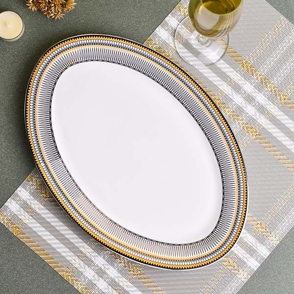GLANCE Premium dinner set of 60 PC Bone china Black and yellow - photo 9