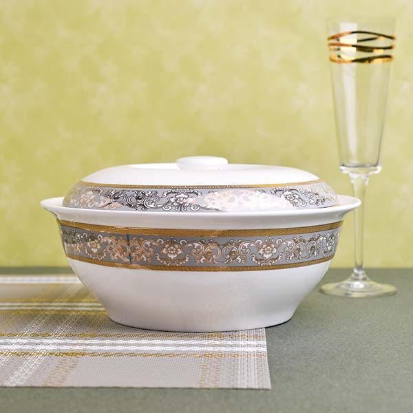 GLANCE Premium dinner set of 60 PC Bone china Gold line and grey - photo 3