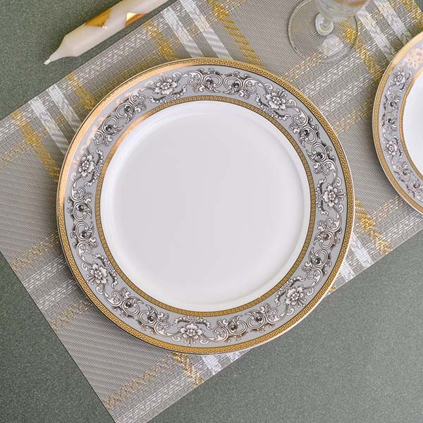 GLANCE Premium dinner set of 60 PC Bone china Gold line and grey - photo 5