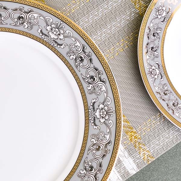 GLANCE Premium dinner set of 60 PC Bone china Gold line and grey - photo 6