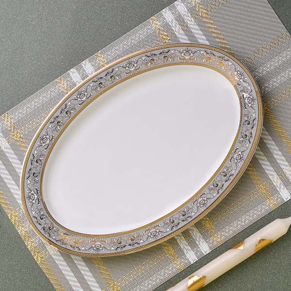 GLANCE Premium dinner set of 60 PC Bone china Gold line and grey - photo 8
