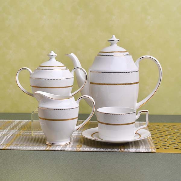 GLANCE Premium dinner set of 60 PC Bone china Gold line and whit - photo 2