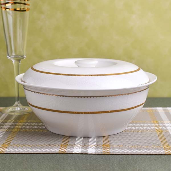 GLANCE Premium dinner set of 60 PC Bone china Gold line and whit - photo 3