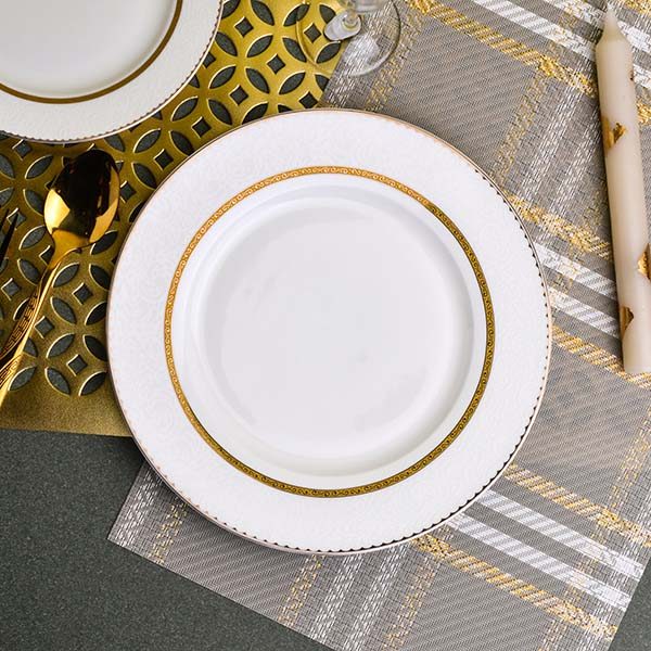 GLANCE Premium dinner set of 60 PC Bone china Gold line and whit - photo 6