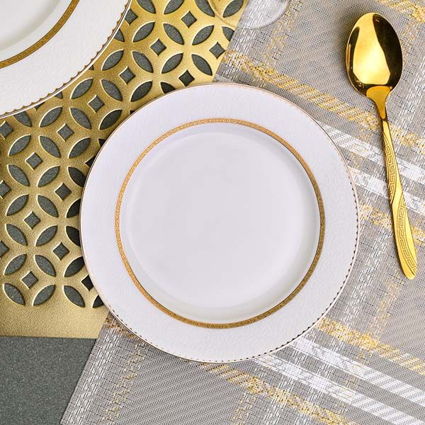 GLANCE Premium dinner set of 60 PC Bone china Gold line and whit - photo 7