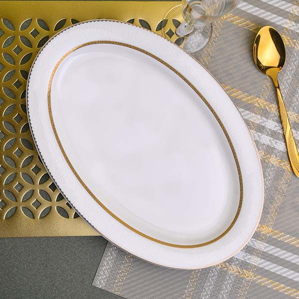 GLANCE Premium dinner set of 60 PC Bone china Gold line and whit - photo 9