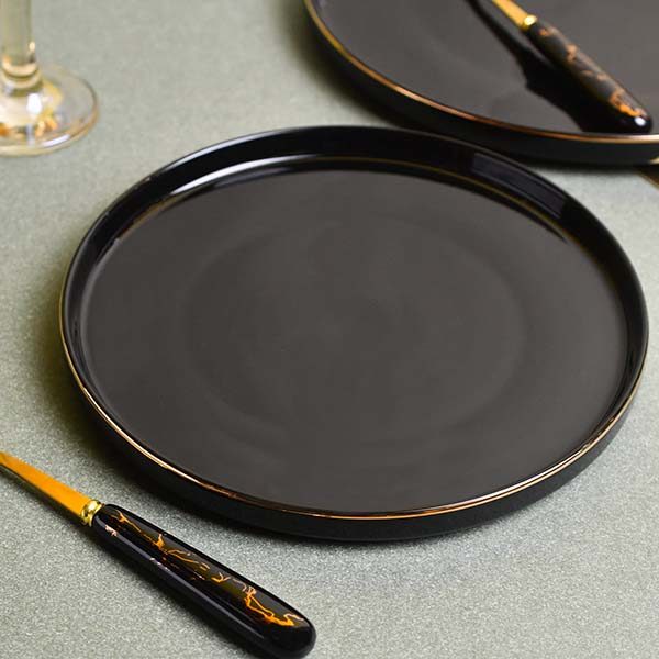GOLDEN HOUSE Premium Dinner set of 29 PC Bone china Black and go - photo 2