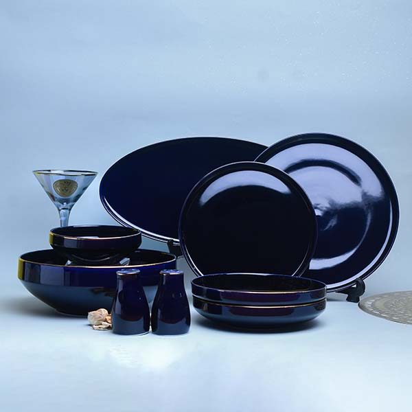 GOLDEN HOUSE Premium Dinner set of 29 PC  Bone china Dark blue a - photo 1