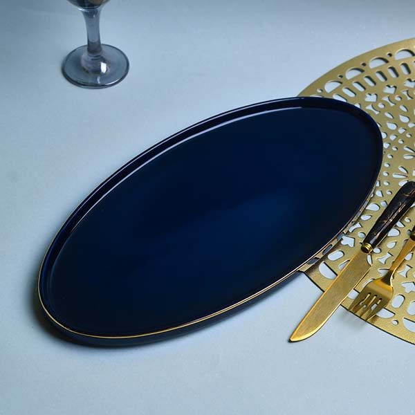 GOLDEN HOUSE Premium Dinner set of 29 PC  Bone china Dark blue a - photo 2