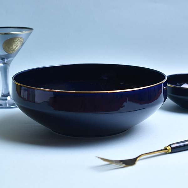 GOLDEN HOUSE Premium Dinner set of 29 PC  Bone china Dark blue a - photo 3