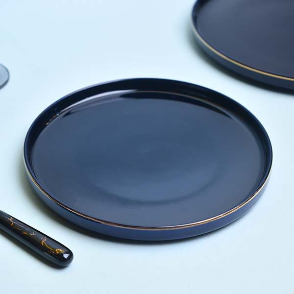 GOLDEN HOUSE Premium Dinner set of 29 PC  Bone china Dark blue a - photo 5