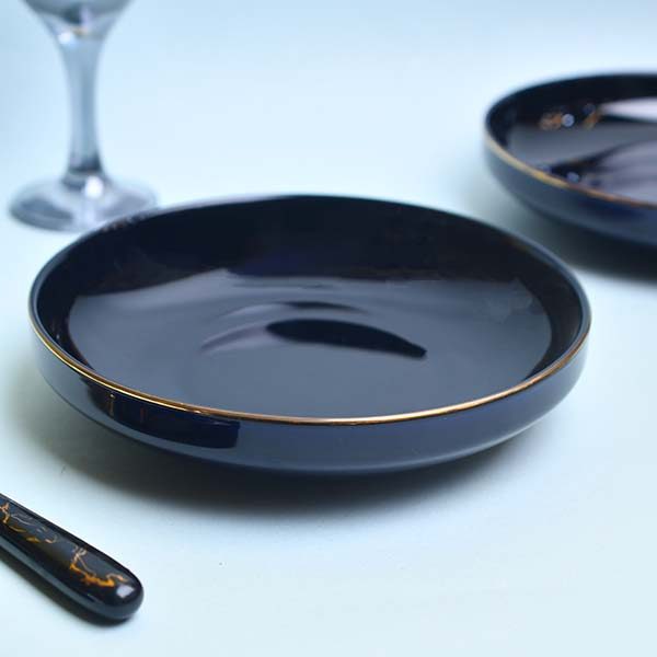 GOLDEN HOUSE Premium Dinner set of 29 PC  Bone china Dark blue a - photo 6
