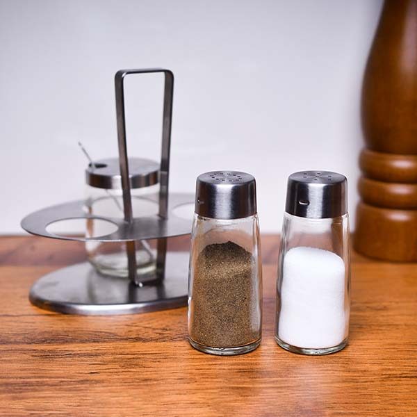 Glass salad dressing set with steel stand and Lid ( set of 3) Sm - photo 2