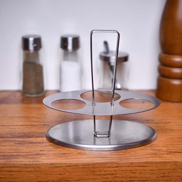 Glass salad dressing set with steel stand and Lid ( set of 3) Sm - photo 3