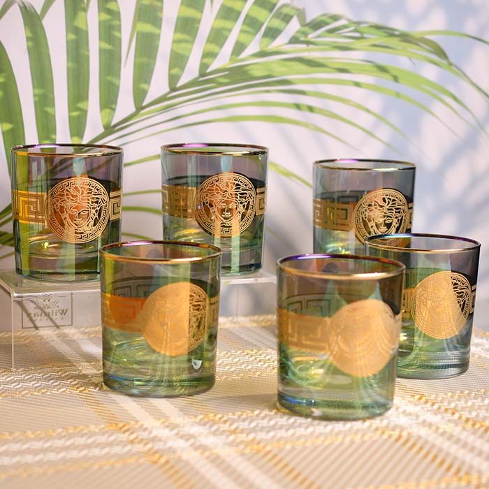 PREMIUM BRAND | Whiskey glass | Green Tinted | Gold lined and pr - photo 3