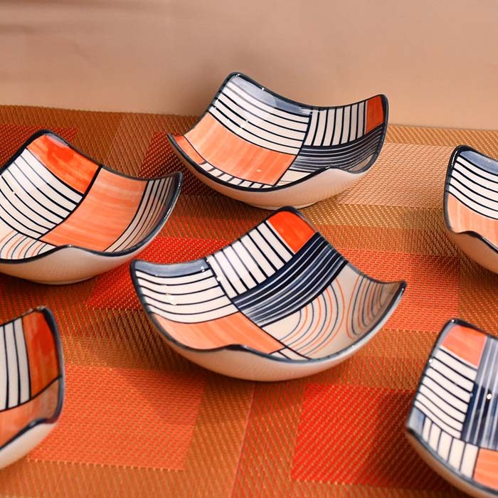 CERAMIC Designer bowls small set of 6 Square shape - photo 2