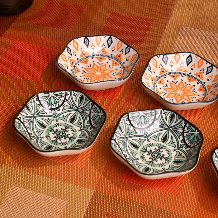 CERAMIC Designer bowls small set of 6 Hexagon shape - photo 2