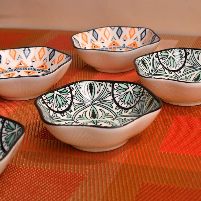 CERAMIC Designer bowls small set of 6 Hexagon shape - photo 3
