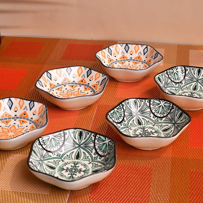 CERAMIC Designer bowls small set of 6 Hexagon shape - photo 4