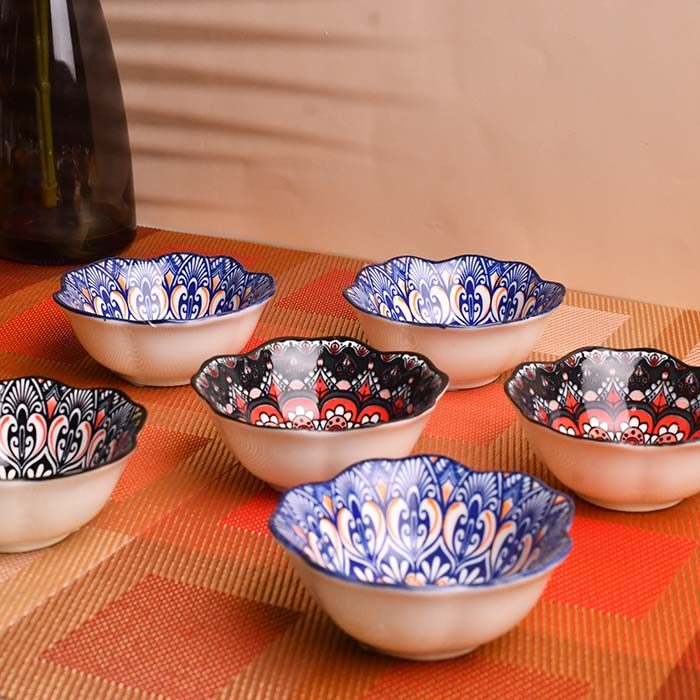 CERAMIC Designer bowls small set of 6 Flower shape - photo 3